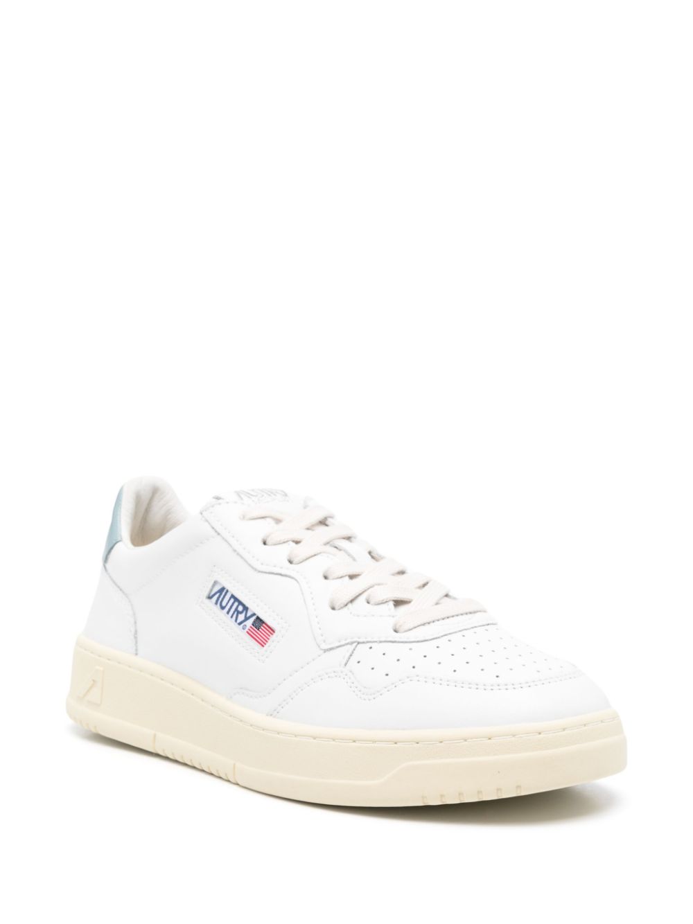 AUTRY - BASKETS MEDALIST LOW EN CUIR BLANC ET DAIM BLEU