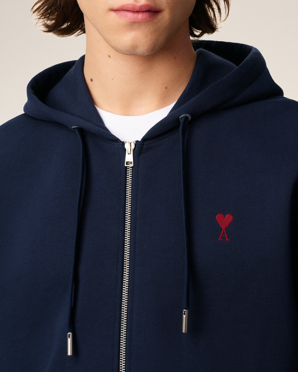 Hoodie Bleu Marine Zippé Ami de Coeur En Coton