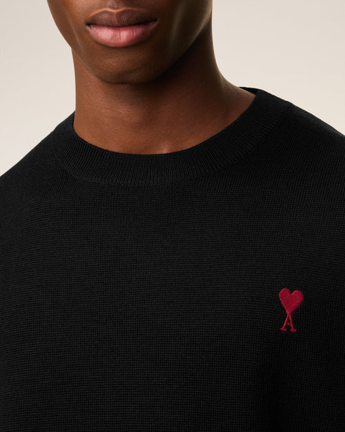 Pull Noir Col Rond Ami De Coeur En Laine