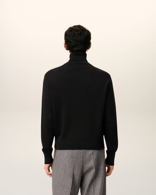 Pull Noir Col Roulé Ami De Coeur En Laine