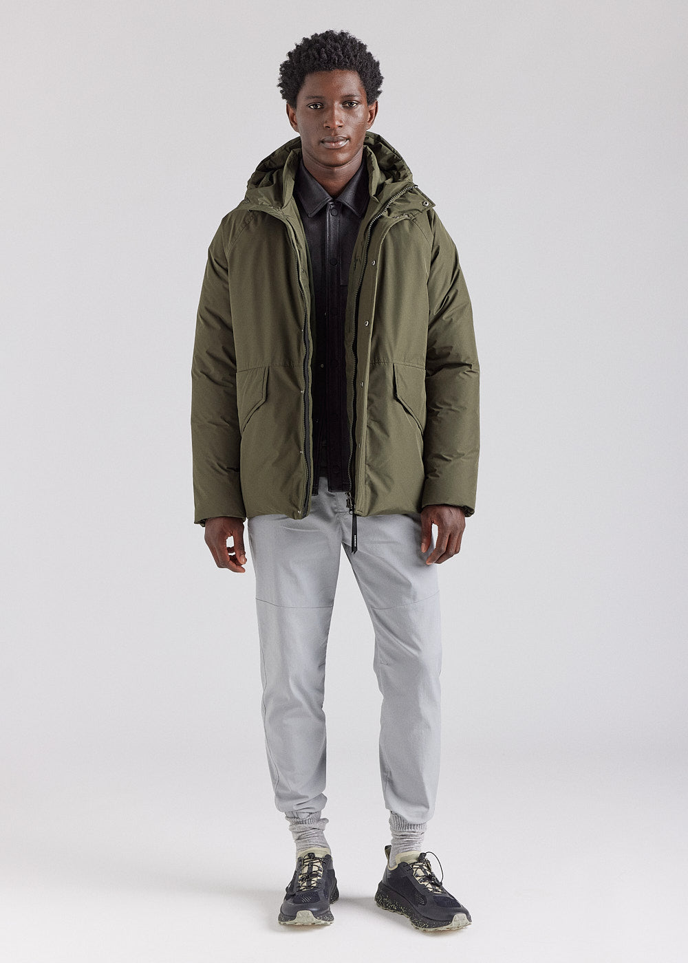 Parka courte homme Pyrenex Covert en duvet naturel Deep khaki