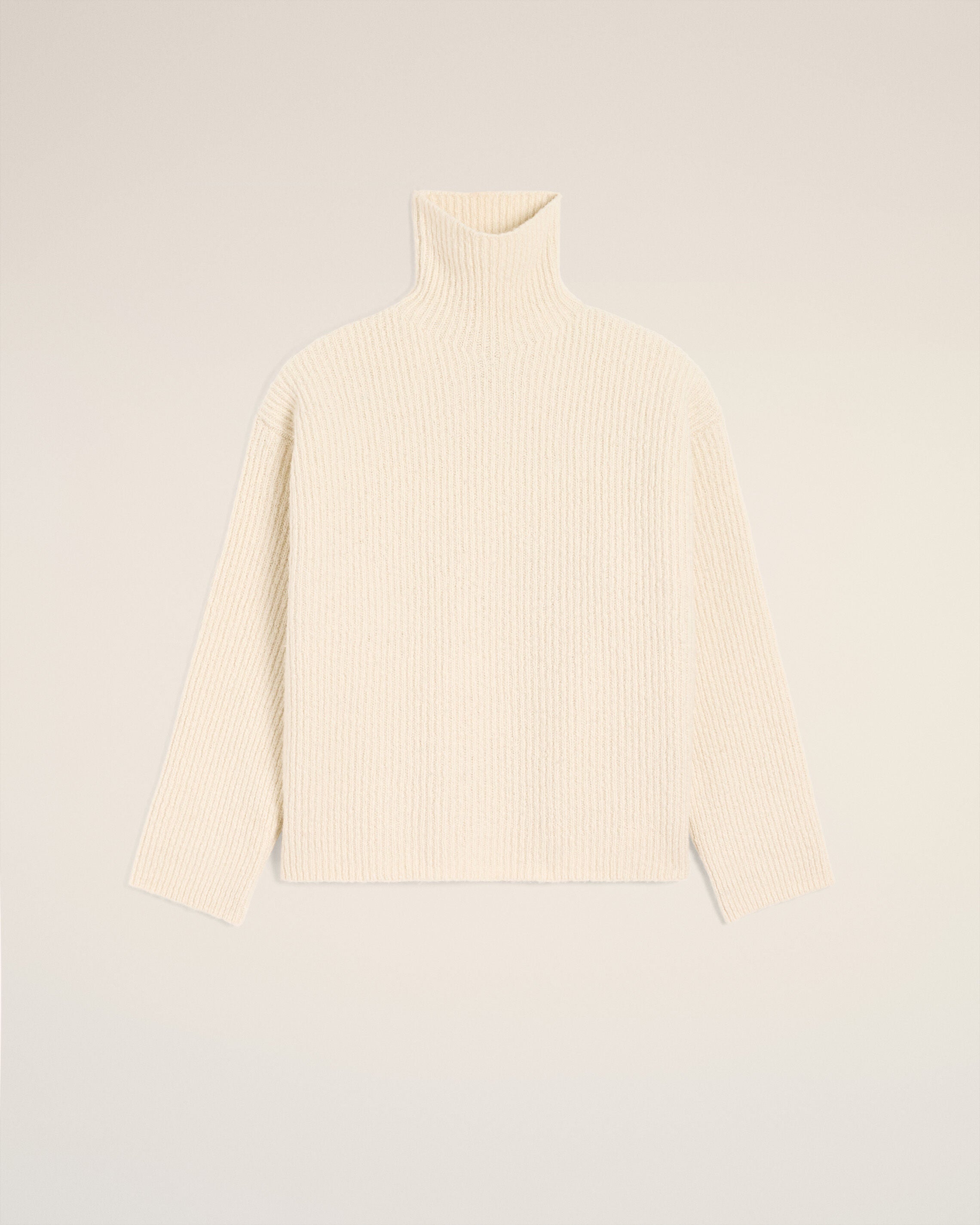 Pull Blanc Col Cheminée En Laine