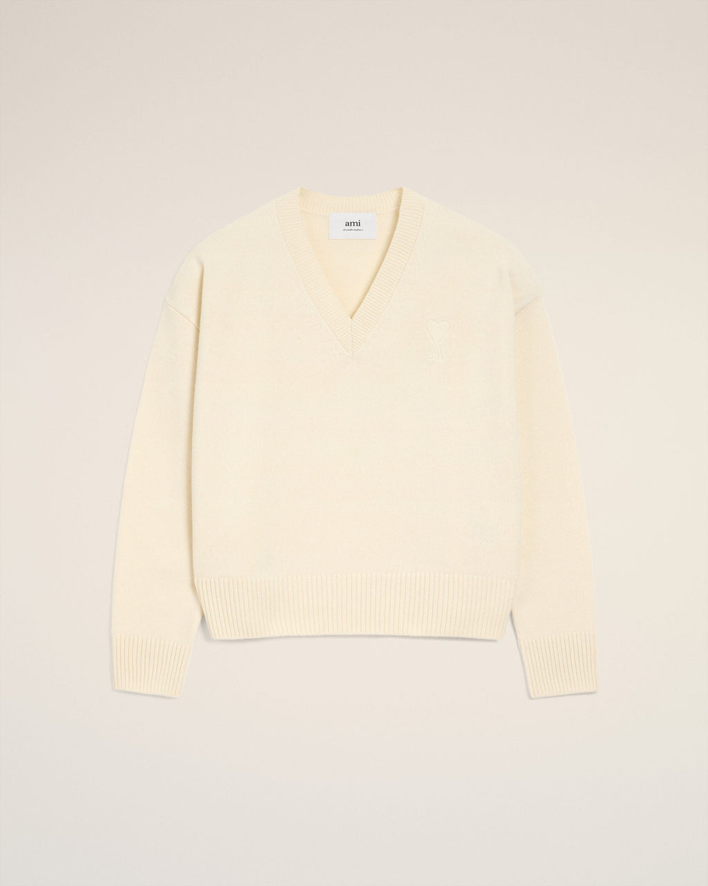 Pull Blanc Col V Ami De Coeur En Laine