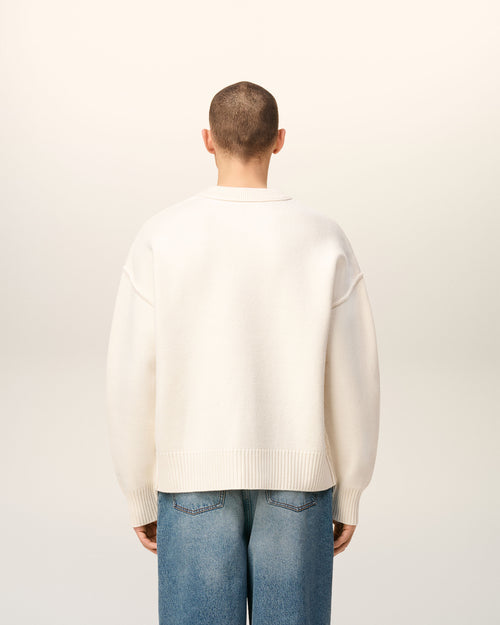 Pull Blanc Col Rond Ami De Coeur En Laine