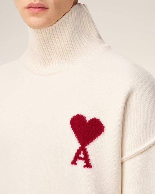 Pull Blanc Col Cheminée Ami De Coeur En Laine