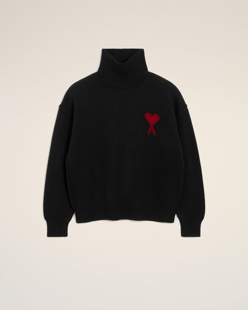 Pull Noir Col Cheminée Ami De Coeur En Laine