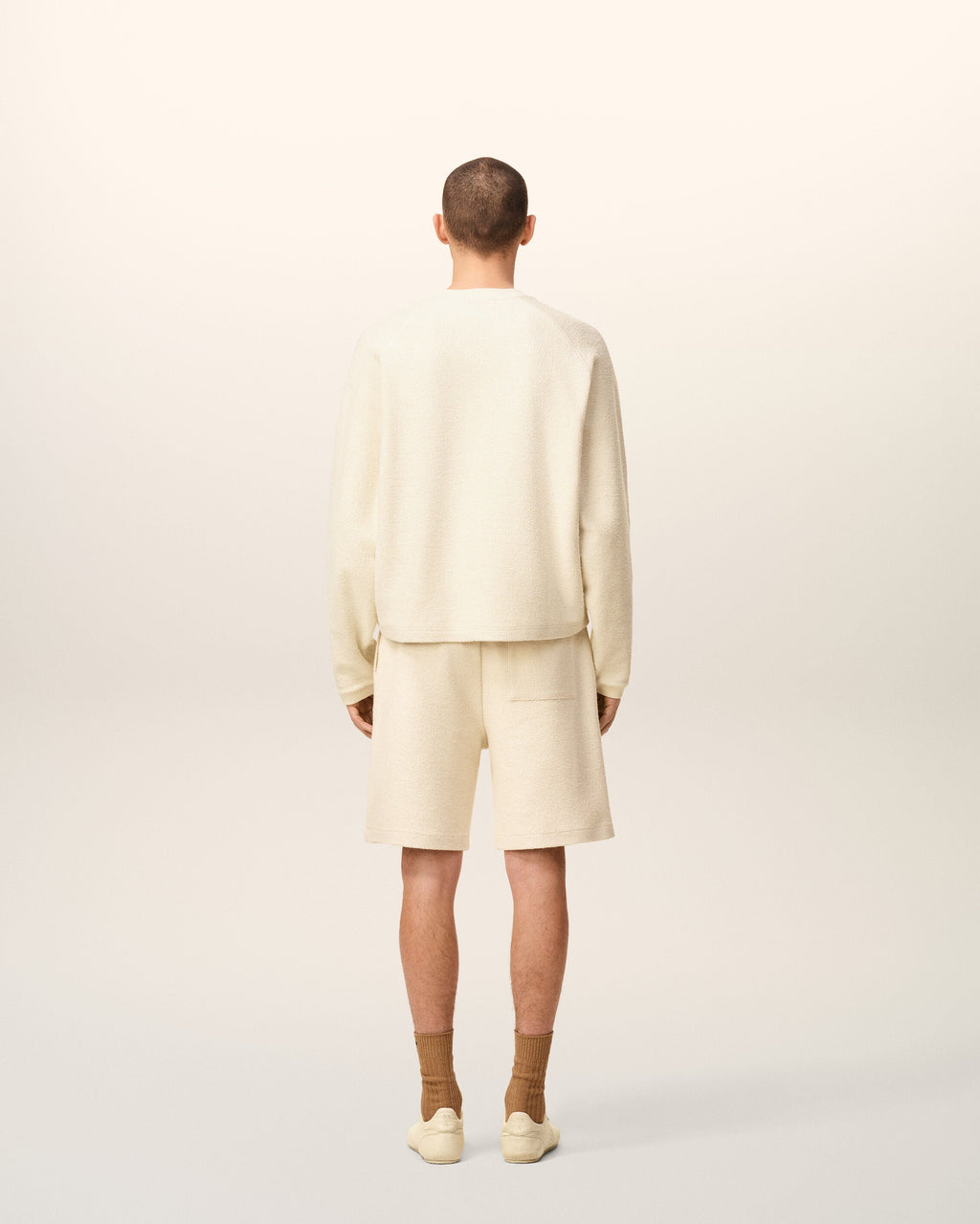 Sweatshirt Blanc Col Rond Manches Raglan En Coton