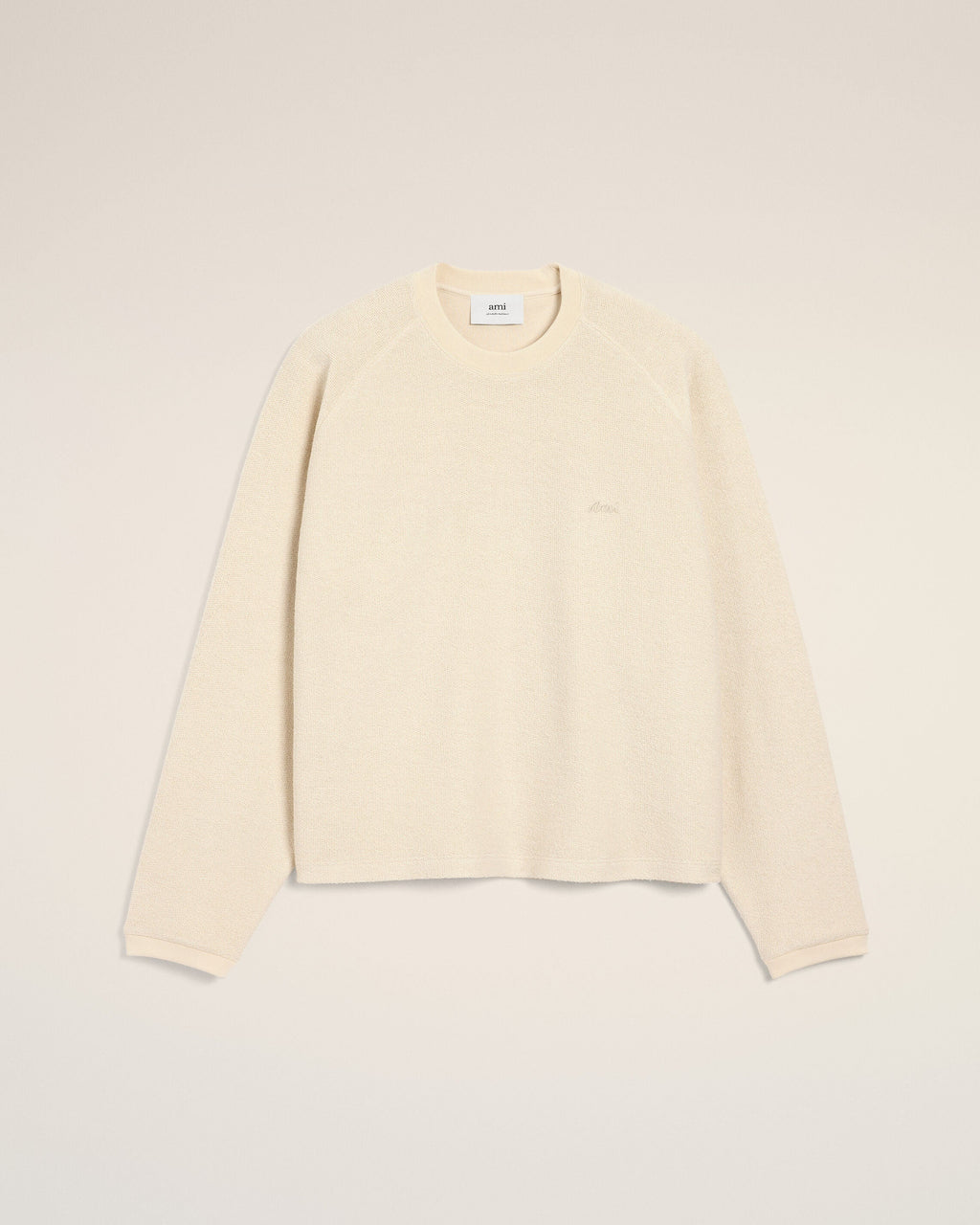 Sweatshirt Blanc Col Rond Manches Raglan En Coton