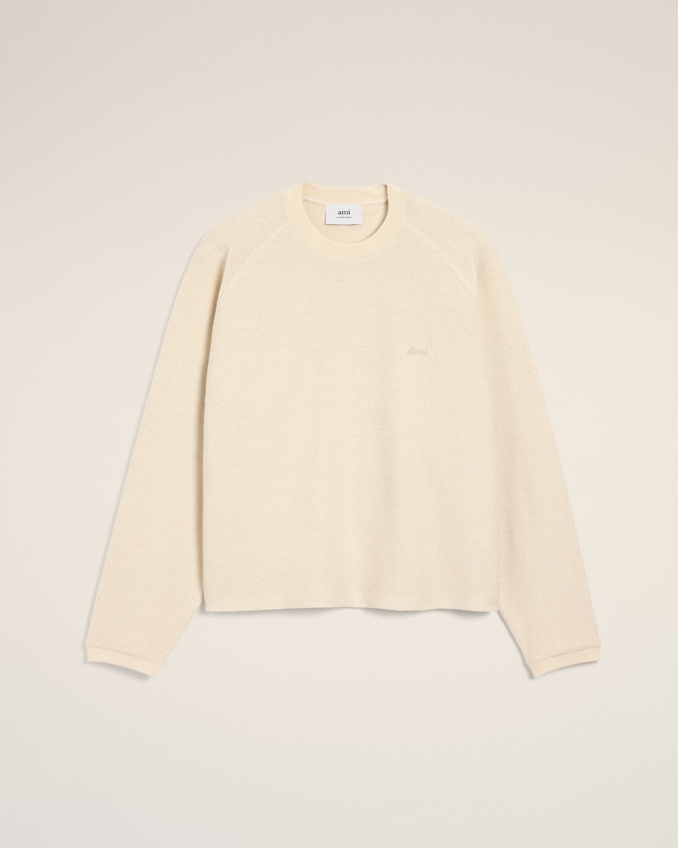 Sweatshirt Blanc Col Rond Manches Raglan En Coton