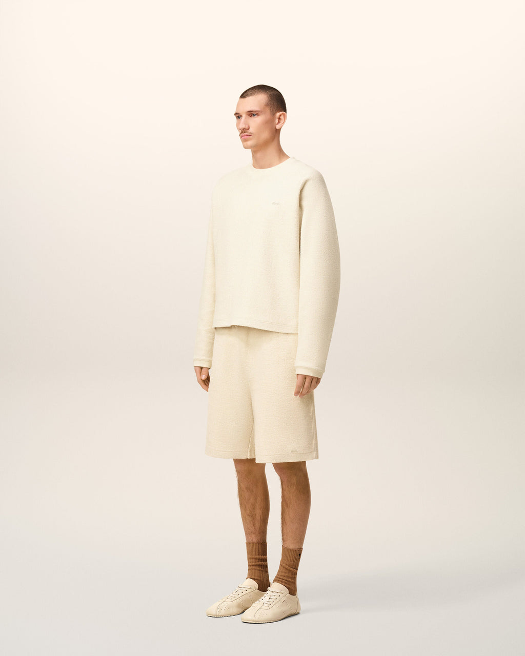 Sweatshirt Blanc Col Rond Manches Raglan En Coton