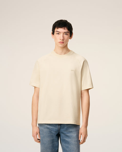 T-shirt Blanc Manches Courtes En Coton