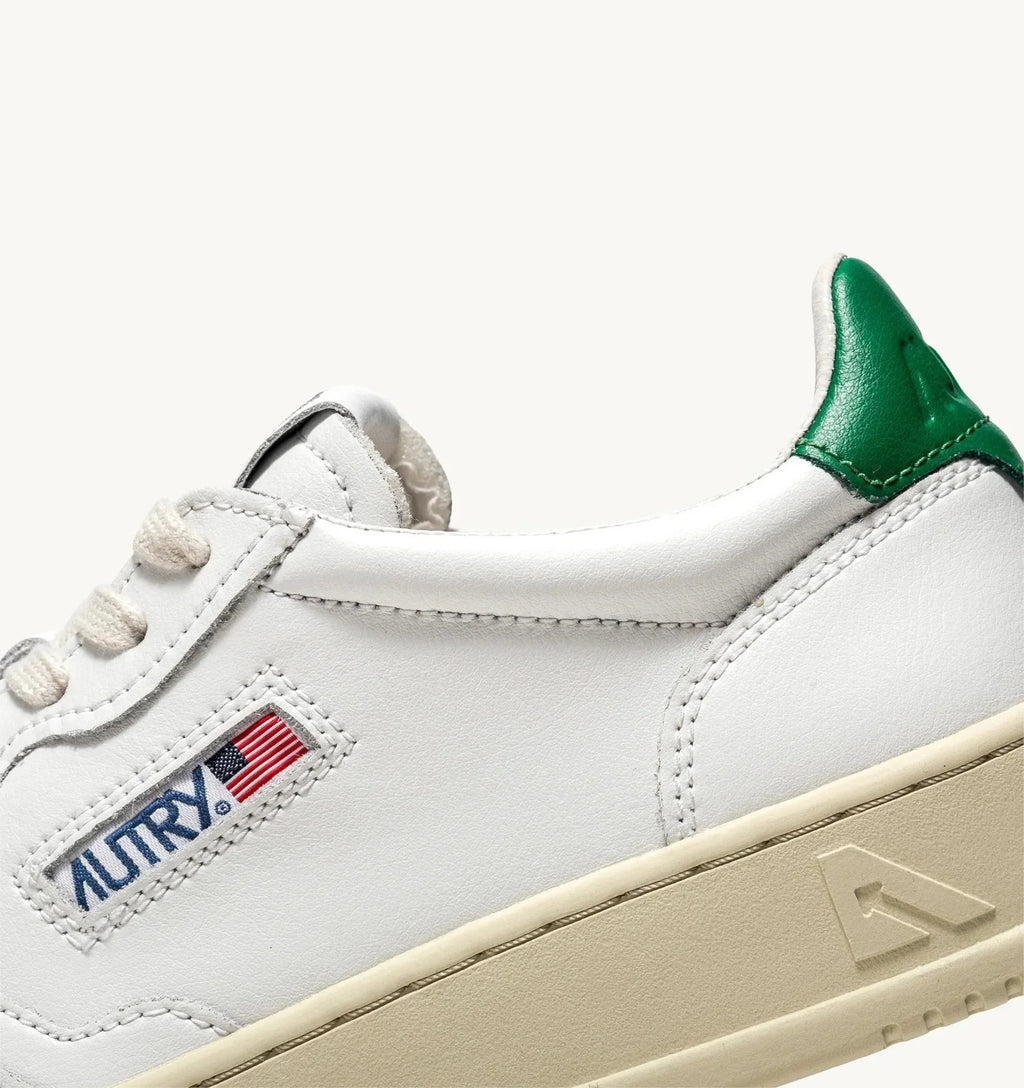 AUTRY - Baskets medalist low en cuir blanc et vert
