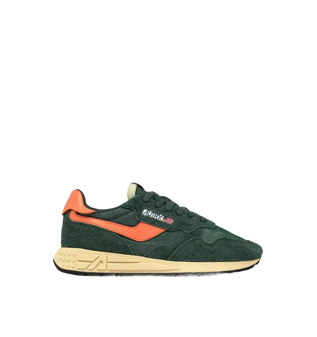 AUTRY - BASKETS REELWIND LOW EN NYLON ET DAIM vert et orange - Lothaire