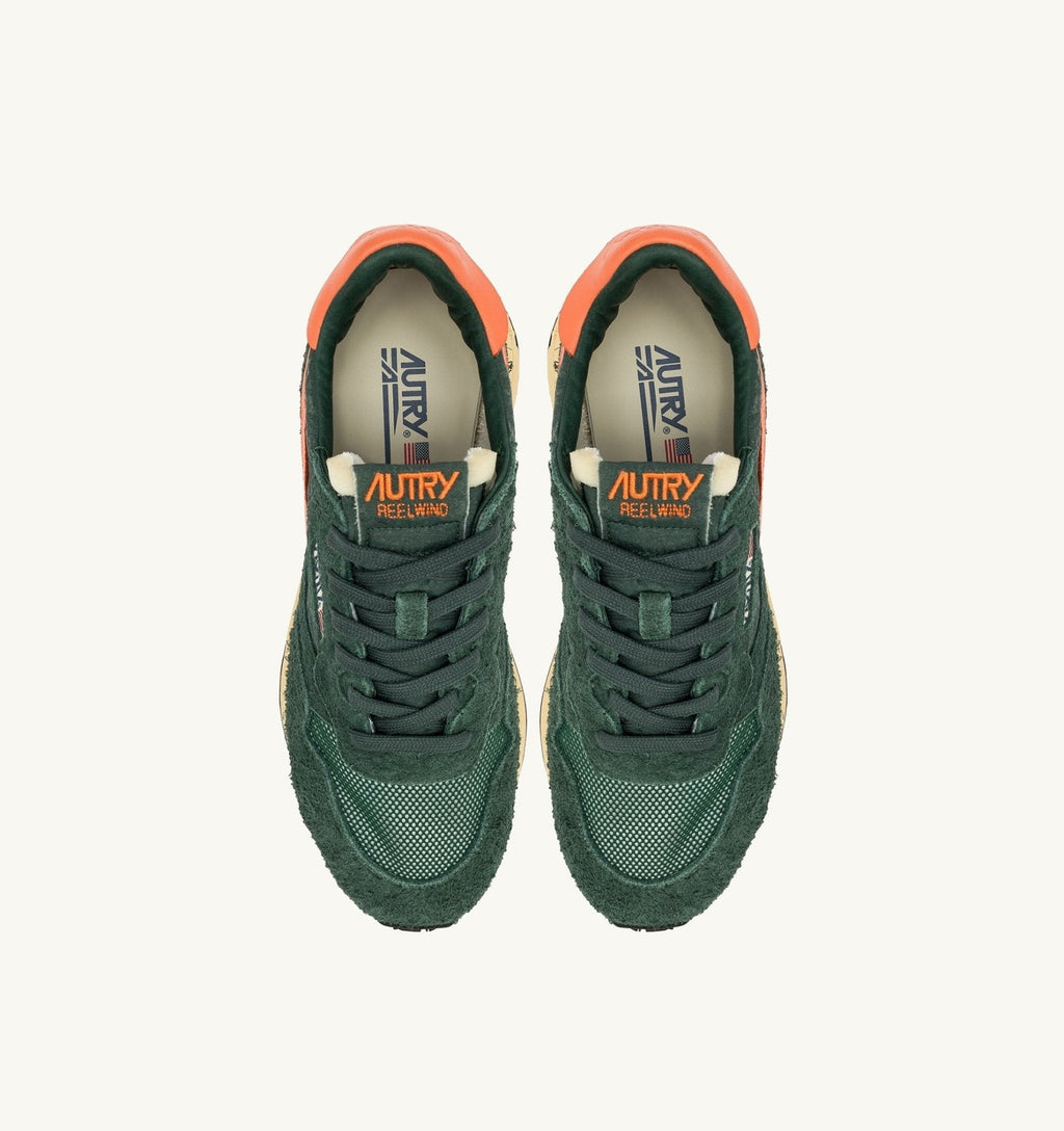 AUTRY - BASKETS REELWIND LOW EN NYLON ET DAIM vert et orange
